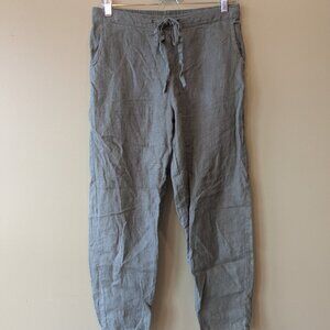 Iximo 100% Linen Green Trouser Pants M Tapered Leg Lagenlook Coastal Granny Boho